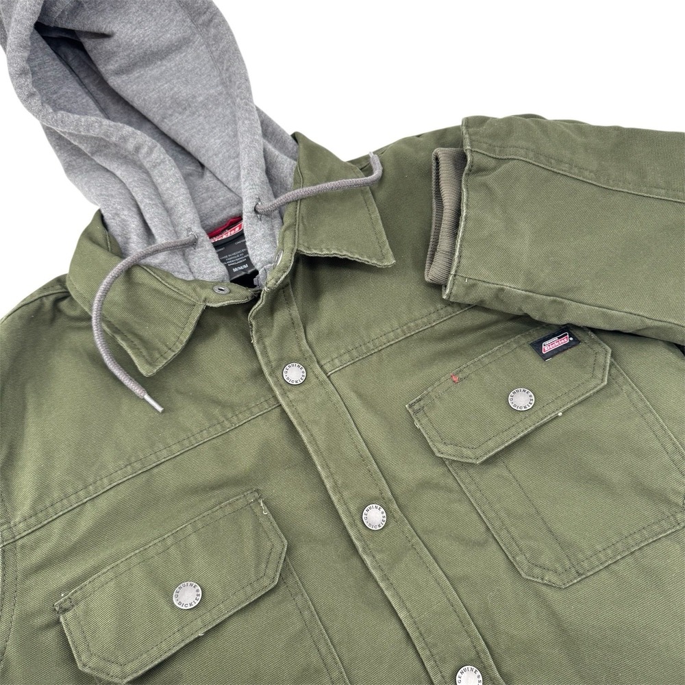 Dickies Hoodie Jacket Mens Size M Green Workwear Work Chore Insulated Canvas